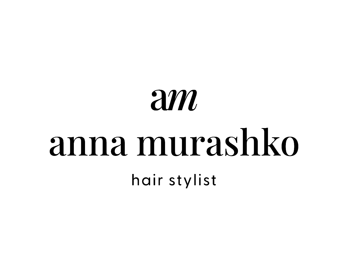 Logo da Anna Murashko e a paleta de oito cores: preto couro, borgonha, champanhe, mel, blush, areia e dois tons de loiro claro.