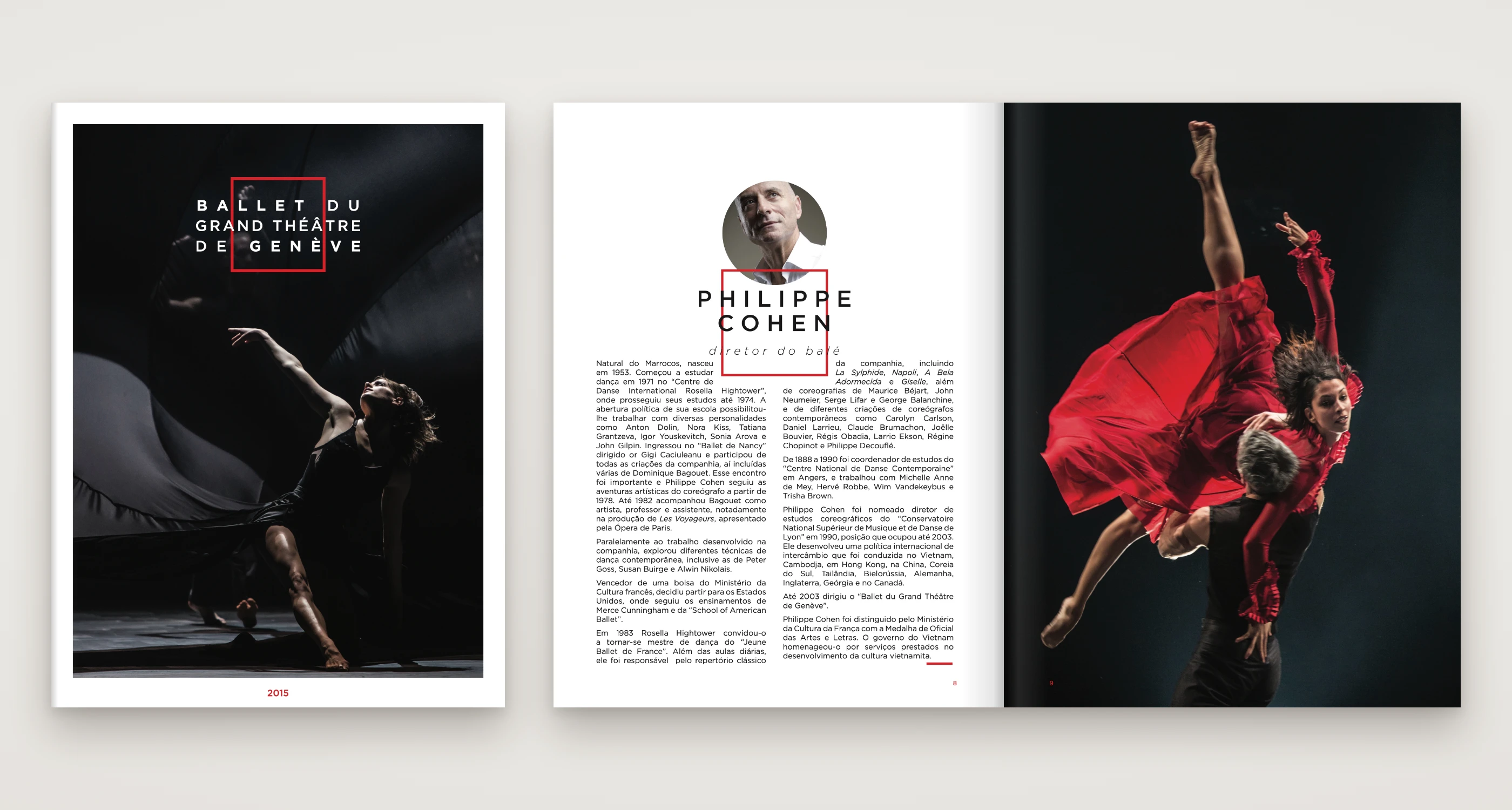 Capa e páginas internas da revista do Ballet du Grand Théâtre de Genève.